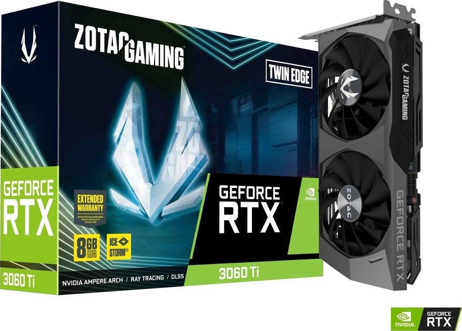 Zotac Gaming GeForce RTX 3060 Ti Twin Edge 8GB GDDR6 256-bit, 1665 MHz 14 Gbps Graphics Card | ZT-A30610E-10MLHR