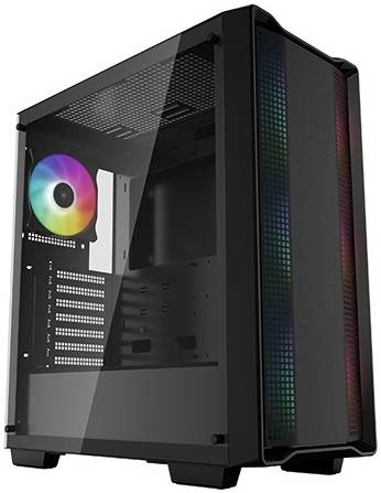 4fe9dfe8bc0604ca3dd429025769e54f-hi.jpg DeepCool CC560 ARGB ATX Mid-Tower PC Case, Full Sized Tempered Glass Window, 4 Pre-installed A-RGB Fans, Up to 360mm Radiator Support, USB3.0/2.0x 1, Audio×1, Black | R-CC560-BKTAA4-G-1 - Image 1