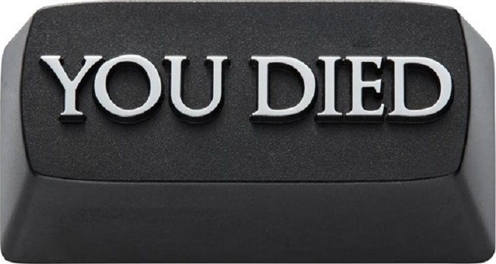 ZomoPlus You Died Customized Keycap, Cherry MX Switches And Clones, Game And Movie Theme Metal, With CNC Engraving, 2u Size, Black/Silver | ZO-PS-YOU-DIED